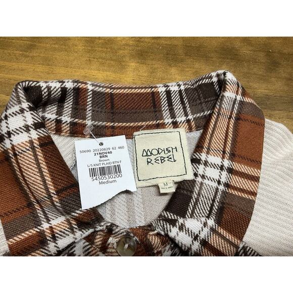 Modish Rebel Women’s Long Sleeve Plaid Button Down Shirt Size Medium NWT - Picture 3 of 4